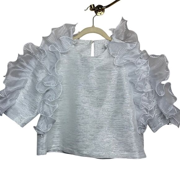 Marisa Baratelli Thai Silk Ruffle Top Sz. 6 - Picture 1 of 5